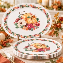Cozy Pumpkin Gigantic Platter Plates - 8 Pack